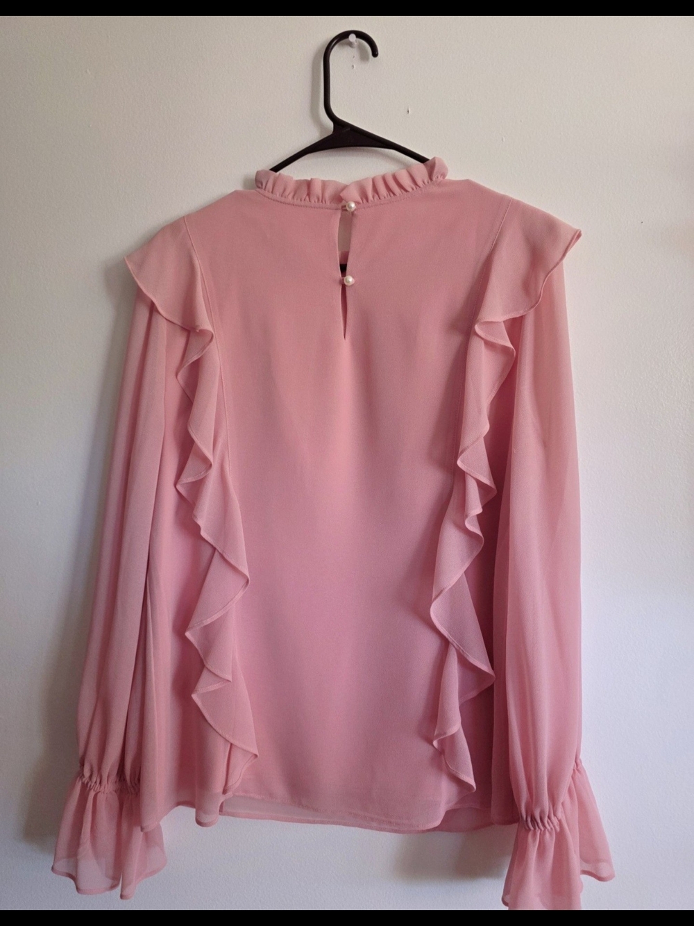 Rachel Parcell Blush Pink Ruffle-Trim Long Sleeve Blouse - Picture 4 of 4